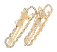 Anneome 2pcs Elegant Hair Clips with Rhinestone and Faux Pearl Bowknot Charms Stylish Lightweight Bobby Pins for Women Versatile Bang Barrettes for Fashion Hair Styling and Everyday Use