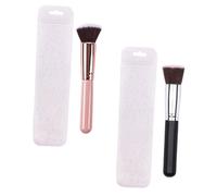 Anneome 2pcs Flat Top Foundation Blush Brushes Premium Synthetic Fibers Soft Dense Makeup Tools for Women Natural Blending and Smooth Application