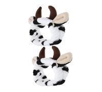 Anneome 2pcs Funny Cow Cartoon Facial Headbands for Women Cute Cloth Hairbands for Skincare Face Washing Shower Soft Stretchy Head Wraps to Hold Fringe Back