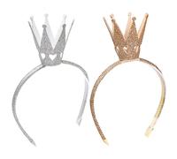 Anneome 2pcs Glittery Crown-design Headbands for Lightweight Three-dimensional Birthday Hair Ornaments Princess Crowns for Party Accessories