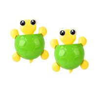 Anneome 2pcs Green Turtle Toothbrush Holder with Strong Suction Cups Wall Mounted Washstand Organizer for Bathroom Storage Multi-functional Sundries Rack Easy to Use and Decorative