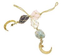 Anneome 2pcs Handmade Crystal Hanging Ornaments for Car Interior Decoration Unique Pendant with Pink Amethyst White Fluorite Eye Catching Rear View Mirror Accessories