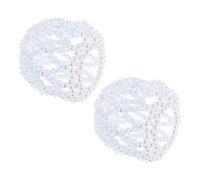 Anneome 2pcs Handmade Rhinestone Crochet Hair Nets for Women, Blue Elastic Dance Bun Covers for Ballet, Skating, Party Hair Accessories