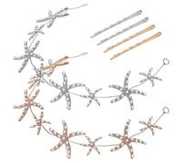 Anneome 2pcs Headdress Women Headband Shiny Rhinestone Sea Animal Shaped Hair Hoop Bridal Headpiece for Wedding Guest Hair Pins