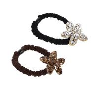 Anneome 2pcs High Elasticity Rhinestone Sea Star Hair Ties Sparkling Stretchy Scrunchies for Women Black Ponytail Holders for Beach Wedding Daily Styling