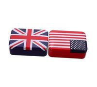 Anneome 2pcs Independence Day Vintage Tinplate Candy Boxes Airtight Decorative Metal Containers for Cookies Chocolates Holiday Storage and Packaging
