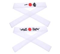Anneome 2pcs Japanese Style Headbands Dragon Design White Polyester Sports Exercise Cooking Kitchen Sturdy Fine Workmanship Headband Set
