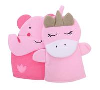 Anneome 2pcs Kids Cartoon Shower Gloves Exfoliating Bath Scrubbing Mitts for Children Toddlers Body Skin Care Bathing Gloves Set Elephant Unicorn Designs