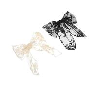 Anneome 2Pcs Lace Bow Hair Clips for Women Black White Back Hair Bow Barrette Lightweight Hairpin for Thick for Thin for Curly for Weddings and Special Occasions