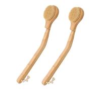 Anneome 2Pcs Long Handle Bath Brush for Elderly Disabled Safe Body Scrubber Foot Cleaner Dry Skin Exfoliator with Deep Cleanse Massage for Shower Use
