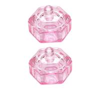 Anneome 2Pcs Manicure Crystal Glass Cups with Lid Refillable Nail Art Liquid Holders Compact Hexagonal Design for Manicure Decor and Nail Care Tools