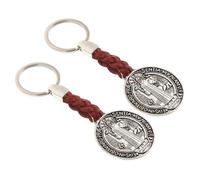Anneome 2pcs Metal Cross Keychain with Round Pendant Stylish Religious Bag Charms for Handbags Backpacks Key Rings Faith-inspired Accessories for Women and Men