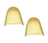 Anneome 2Pcs Mini Bamboo Woven Dustpan Handicrafts Decorative Wall Art for Home Rustic Photography Props Unique Craftwork Natural Bamboo Material
