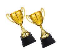 Anneome 2pcs Mini Gold Trophy Cups with Black Base Plastic Award Trophies for Sports Academic Party Recognition Prize for Winners and Achievement Celebrations