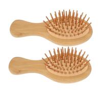 Anneome 2Pcs Mini Wooden Hair Massage Combs Oval Bamboo Scalp Massager Lightweight Portable Styling Tools for Travel and Home Use