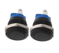 Anneome 2pcs Momentary Push Button Switch with Metal Housing and Screw Terminals Self Reset Flat Head Design Electric Switch for Car Boat Truck Emergency Stop