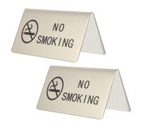 Anneome 2pcs No Smoking Sign Stainless Steel Horizontal Tabletop Signs Sleek Minimalist Design Enforces No-smoking Policy Adds Sophistication for Restaurants Offices