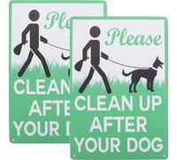 Anneome 2pcs Please Clean Up After Your Dog Sign Vintage Iron Outdoor Warning Signs Retro Dog Toilet Warning for Garden Pet Waste Management