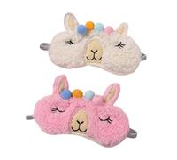 Anneome 2Pcs Plush Cartoon Animal Eye Masks Covers for Eye Protection Shades Beige Pink for Travel Home and Naps for Light Blocking