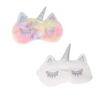 Anneome 2pcs Plush Sleeping Mask Soft Cartoon Eye Patches for Light Blocking Comfortable Blindfolds for Travel Home Flights and Restful Sleep