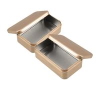 Anneome 2pcs Portable Metal Tin Box with Lid Square Decorative Storage Containers for Tea Jewelry and Items Chic Brushed Finish for Travel and Home Organization