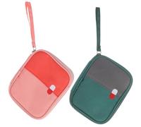 Anneome 2Pcs Portable Mini Medicine Storage Bag Small Oxford Cloth Travel Pouch for Household Emergency Camping Hiking Outdoor Use