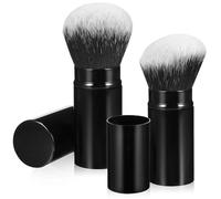 Anneome 2Pcs Retractable Makeup Brush Flat Top Angled Brush for Travel Easy Storage with Protective Covers Comfortable Grip for Blush Powder Application