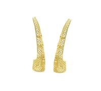 Anneome 2Pcs Royal Style Long Finger Nail Covers Hollowed Out Gold Copper Fingertip Decoration for Role-playing Belly Dance Cosplay Stage Performance