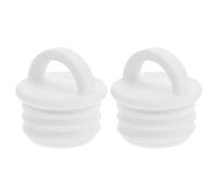 Anneome 2pcs Rubber Drain Plug Replacement Stoppers for Mop Buckets and Tubing Holes, White Water Blockage Solution with Ring Grip, Suitable for Kitchen and Bathroom Use