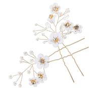 Anneome 2pcs Shiny Rhinestone Bridal Hair Clips Gold Pearl Wedding Hair Pins for Bride Secure Hold Slip-resistant Design for Ceremony and Reception