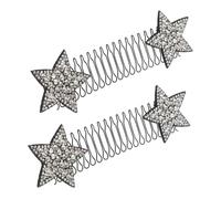 Anneome 2pcs Star Shape Hair Combs Silver Invisible U-shaped Hair Fixer Clips for Women Non-slip Headband Daily Styling Accessories