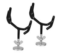 Anneome 2Pcs Steel Fishing Rod Holder with Deck Mount Base Coated Rod Rack for Drifting and Trolling UV Resistant Black Pole Stand for Garage and Boat Use