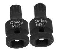 Anneome 2pcs Stubby Impact Triple Square Spline Bit Socket for Brake Caliper Screw Removal Ergonomic Low Profile Design for Precise Automotive Brake Maintenance and Broad Vehicle