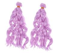 Anneome 2pcs Synthetic Curly Doll Hair Wigs Soft Wave Hair Bundles for Bjd Dolls Durable Synthetic Fibers for DIY Craft Making and Rerooting Natural Look Decorative Accessories