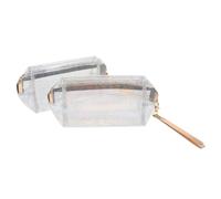 Anneome 2Pcs Transparent Glitter Cosmetic Bags with Handle Travel Toiletry Pouches for Women and Large Capacity Portable Personal Care Organizer