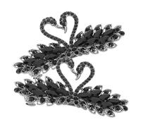 Anneome 2Pcs Vintage Black Swan Rhinestone Hair Clips Sparkling Crystal Side Bangs Barrettes with Durable Metal Spring Hold Elegant Bridal Accessories for Weddings Dance Parties and