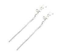 Anneome 2pcs Vintage Silver Chinese Hair Sticks Metal Hairpin with Irregular Twist Design Minimalist Hair Accessories for Women Elegant Clamps for Buns and Daily Wear