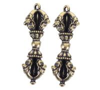 Anneome 2pcs Vintage Tibetan Phurba Pendant Antique Brass Ritual Charm Keychain and Necklace Accessory with Cultural Heritage and Spiritual Symbolism for Home Decor and Personal Style