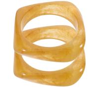 Anneome 2pcs Yellow Resin Irregular Geometric Bangle for Women | Retro Boho Style, Handmade Swirl Marble Finish, Office Wear and Party Styling, Stackable Comfort