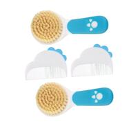 Anneome 2Set Soft Bristle Hair Brush and Comb Set for Newborns Gentle Cradle Cap Grooming Kit Daily Hair Care Essential Registry Blue