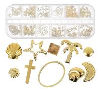 Anneome 3 Boxes of Golden Alloy DIY Nail Charm Decorations Ocean Animal Patterns Lightweight Nail Art Decoration for Phone Shell and Resin Fillers about 300pcs Ornaments Separate Storage