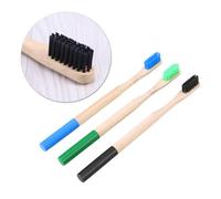 Anneome 3-Pack Round Handle Bamboo Toothbrushes Soft Bristles Biodegradable Design for Kids and Adults Random Color