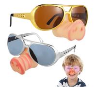 Anneome 3 Pcs Cartoon Party Glasses with Pig Nose Design Lightweight Funny Glasses for Adults Comfortable Novelty Disguise Eyewear for Halloween Cosplay and Photo Props