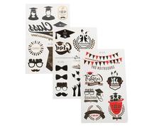 Anneome 3 Sheets Gold Foil Graduation Face Stickers of Comfortable Decals for Graduation Parties Unique Photo Props Versatile Designs for Memorable Celebrations