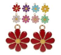 Anneome 30pcs Mini Daisy Flower Charms Zinc Alloy Colorful Pendants for DIY Jewelry Making Cute Small Flower Bracelet Charms and Necklace Craft Accessories