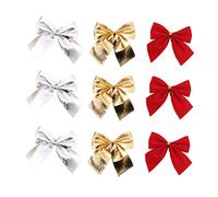 Anneome 36pcs Glitter Bowknots Christmas Ornaments Red Gold Silver Xmas Hanging Decorations for Tree Branches Table Centerpieces Holiday Party Supplies