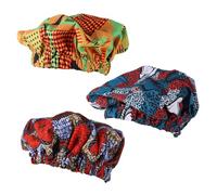 Anneome 3pcs African Print Satin Sleep Caps for Hair Care with Elastic Wide Band Breathable Bonnet Hats for Women Protect Hair Overnight and Home Use Red Green Blue