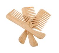 Anneome 3pcs Bamboo Wide Tooth Comb for Women and Men Anti-static Detangling Styling Tools with Handle Large Tooth Hairbrush for Curly Thick and Wet Hair Care at Home and Travel