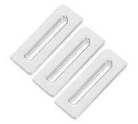 Anneome 3pcs Bathroom Sink Overflow Hole Plug Cover Set, Rectangular Silver Decorative Sink Overflow Ring for Wash Basin Vanity and Bathtub