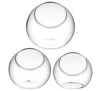 Anneome 3Pcs Glass Terrarium Set for Succulents 10Cm, 12Cm, and 13.5Cm Micro Landscape Bottles, Decorative Moss Plant Containers for Desktop Gardening and DIY Planting